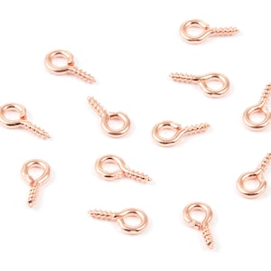 Eye Hook Screw - 4x8 - Rose Tone Plated Brass Eye Hook Screw - Jewelry Making - 8x4mm - PP1713R
