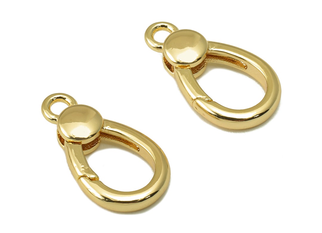 Brass Oval Lobster Clasp Brass Drop Clasp With Loop Parrot Closp 18K Real Gold Plating Jewelry