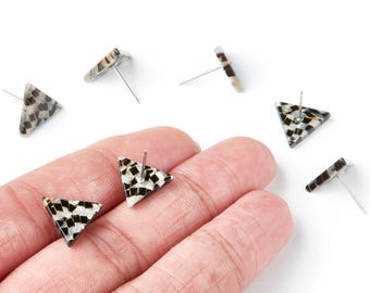 Acrylic Earring Stud - Stainless Steel Stud - 1 Hole - Triangle Shaped Earring Post - Color Code:A239 - 14.43x12.7x2.86mm - AC1388F