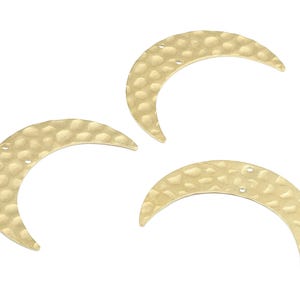 Brass Moon Connectors - Raw Brass Hammered Moon - Brass Connector - 2 Holes - Jewellery Supplies - 42.1x10.19x0.94mm - PP2473 image 3