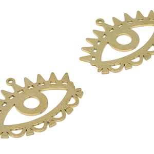 Messing driehoek oog oorbel charms - raw messing wimper hanger - DIY sieraden maken benodigdheden - 34.77x25.69x0.75mm - PPA3194