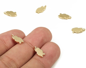 Boucles d'oreilles charm animal en laiton - Pendentif animal en or - Laiton plaqué or véritable 18 carats - Accessoires pour fabrication de bijoux - 11,85 x 5,55 x 1,3 mm - RGP3819
