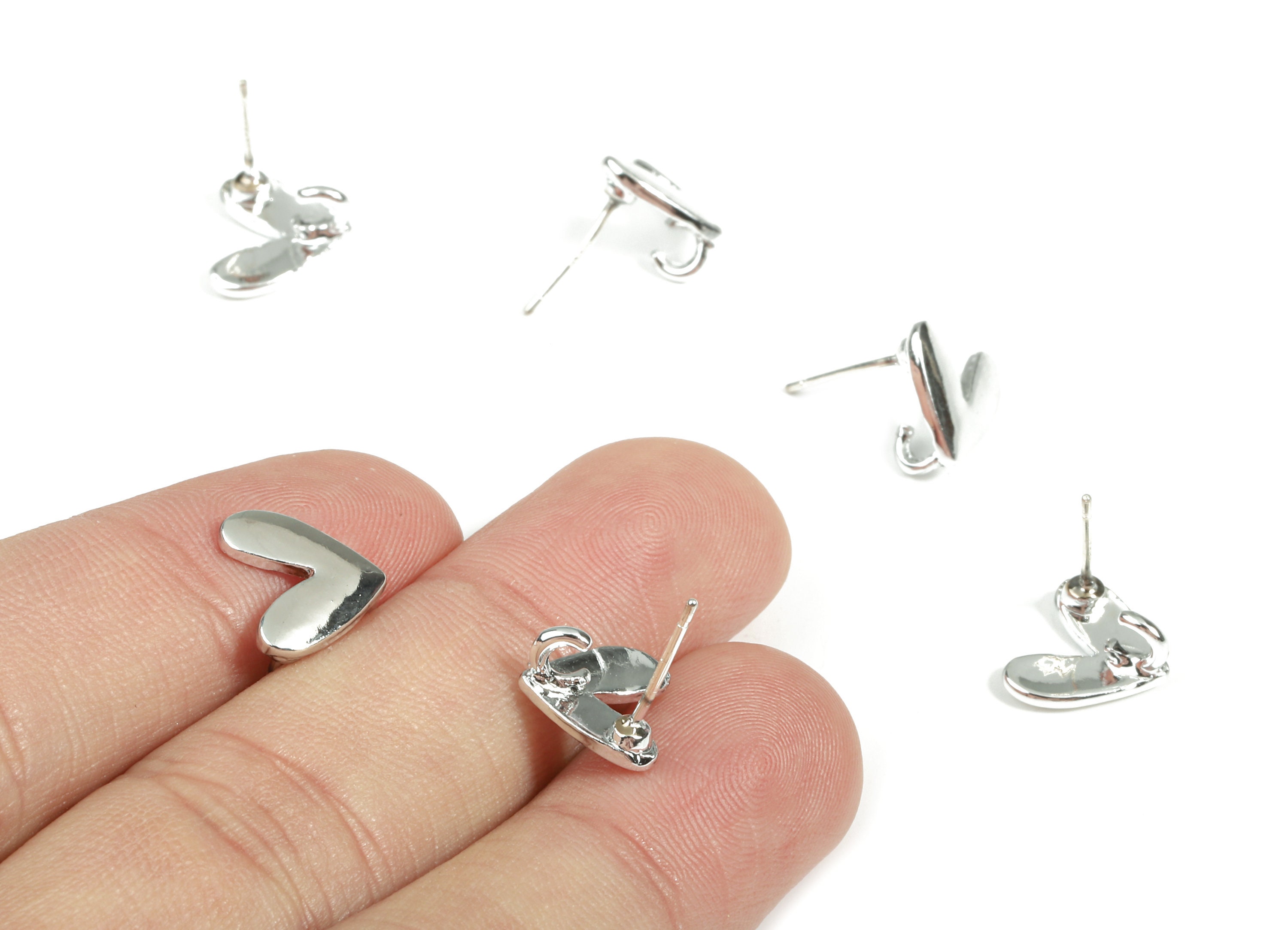 Alloy Heart Stud Earring With Loop - Zinc Alloy Heart Alloy Heart Stud Earring With Loop - Zinc Alloy Heart