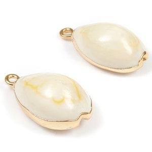 Muschel Muschel Charms - Muschel Muschel Ohrringe und Anhänger - Vergoldete Ohrringe - 1 Loch - 23,58x13,15x8,87mm - SF1038