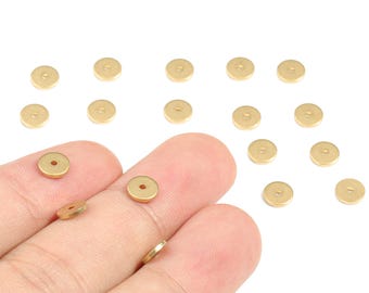 Cuentas espaciadoras planas de latón en bruto – Componentes para joyería, suministros para collares (6x6x1mm) PP3541