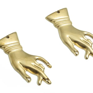Brass Hand Earring Connectors - Raw Brass Hand Charms and Pendant - DIY Jewelry Making Supplies - 28.09x12.22x1.59mm - PP4817