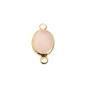 Brass Crystal Oval Connector - Pink Crystal Geometry Charm for Jewelry - Sparkling Oval Charm - KC Gold Tone Plated - 16x8x4mm - AC3088