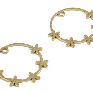 Ciondoli orecchini cerchio in ottone - Pendente stella cerchio in ottone grezzo - Risultati orecchini - Forniture di gioielli - 29.28x26.57x0.97mm - PP3751