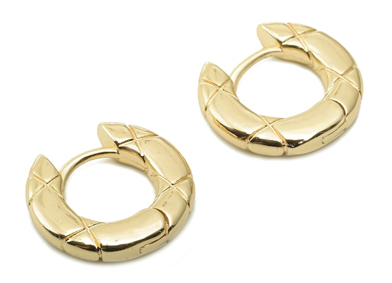 Brass Round Hoop Earring Clasps Gold Textured Clasp Earrings Circle Thick  Huggie Clasp 18K Real Gold Plating 17x15.9x2.9mm RGP5373 
