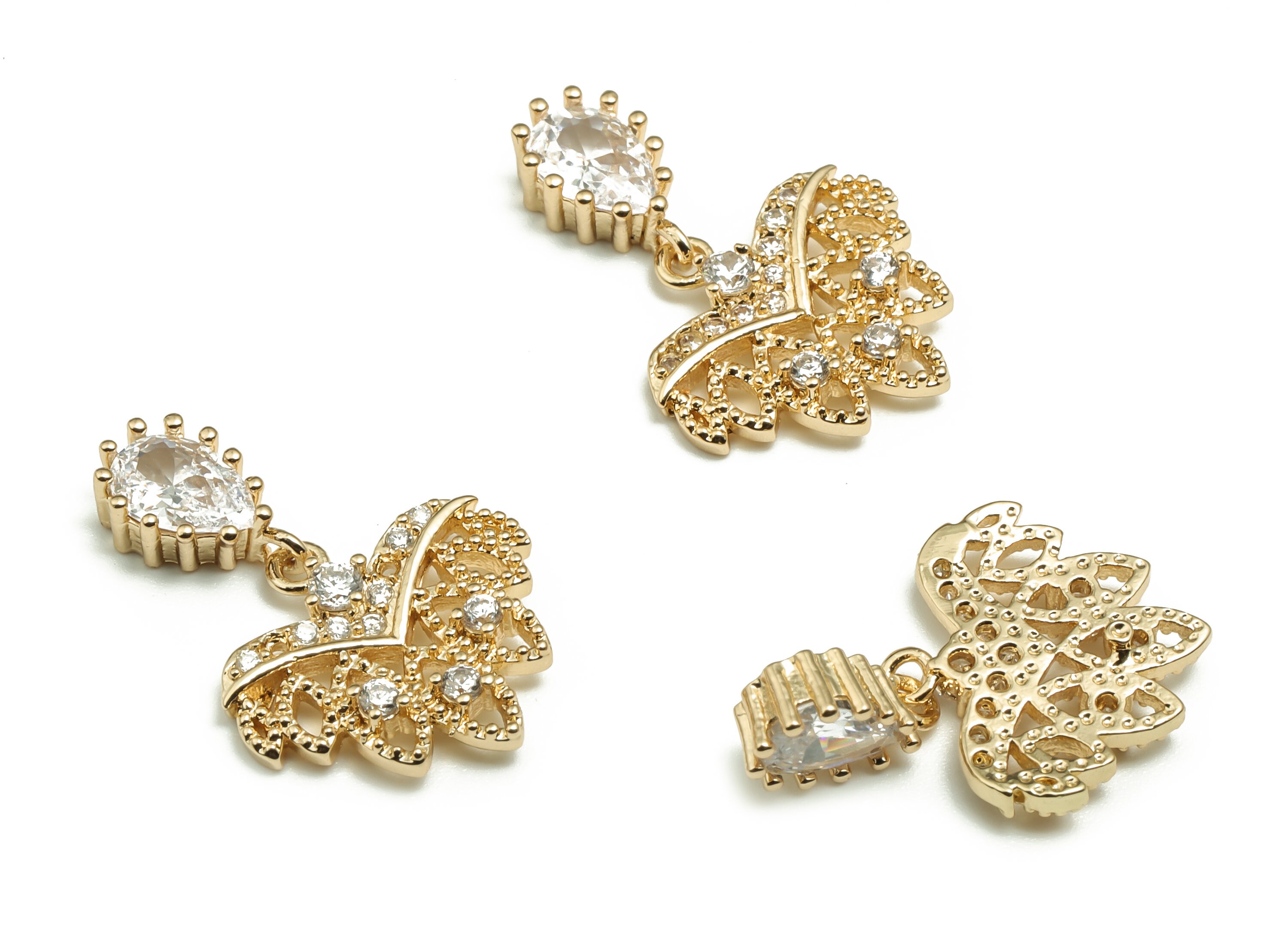 Brass Oval Earring Charms With Drop Zircons – Zircon KC Gold