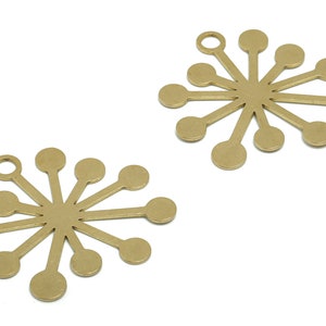 Personalized Stamping Blank - Brass Virus Earring Charms - Raw Brass Sun Pendant - Jewelry Making Supplies - 34.51x33.25x0.76mm - PPA0761