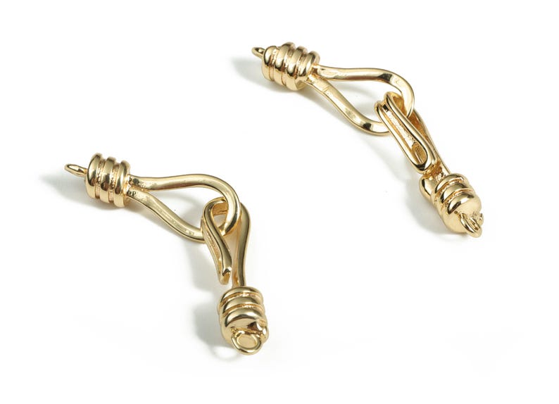 Sterling Gold Hook - 18K Real Gold Plated Brass - Thicken Hook Clasps - Eye Connector - Clasp Connector for Pendant - 31.26×6×4mm - RGP3053 image 2