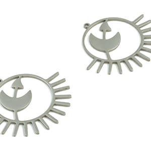 Roestvrij staal cirkel crescent zon oorbel charmes - roestvrij staal pijl maan zon hanger - sieraden maken benodigdheden - 34x31x1mm - SS1182