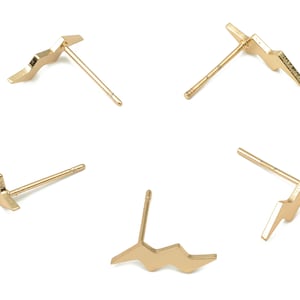 Steel Flash Earring Posts - Lightning Earring Stud - 316 Surgical Stainless Steel Stud - KC Gold Tone Plated - 14.3x4.5x0.8mm - SS1371G