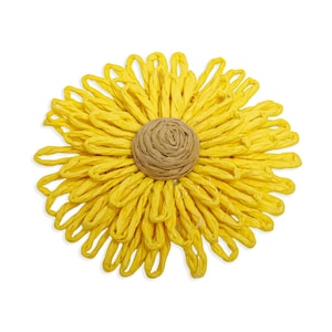 Raffia Grass Flower Charm - Nonwoven Fabric Flower - Handmade Raffia Daisy Charm - Woven Flower Decoration - 66.72x66.72x11.9mm - AC2856C