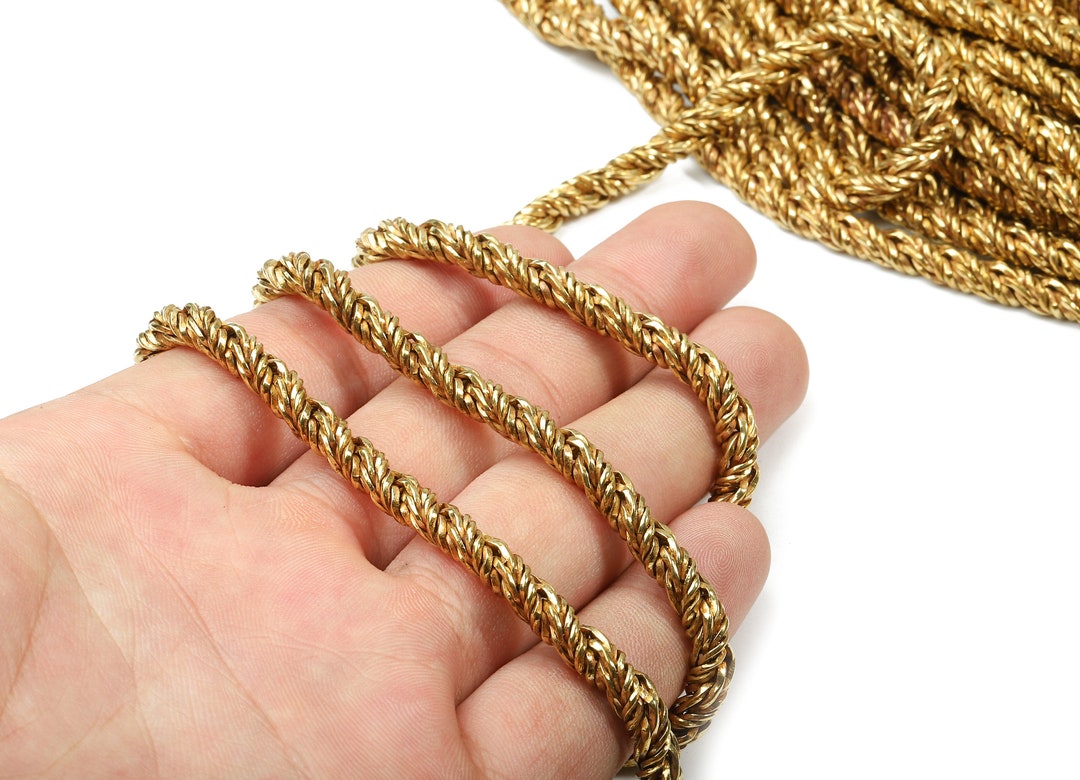 Brass Rope Chain - Raw Brass Fox Chain - Unsoldered Open Chain - 0.21 ...