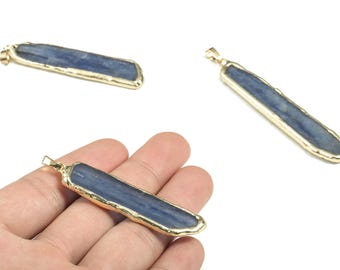 kyanite Pendant -  Long Vertical Design Kyanite Gemstone – DIY Jewelry Making - Average Size - 76.72× 12.8× 6.81mm - NS1385