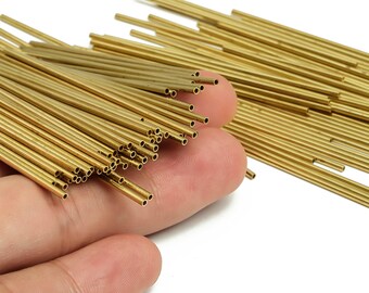 Round Brass Himmeli Tubes - Raw Brass Himmeli DIY Tube Beads - Circle Pipes for Geometric Shapes - For Air Plants -1.5x0.2x60mm- PP4567-60