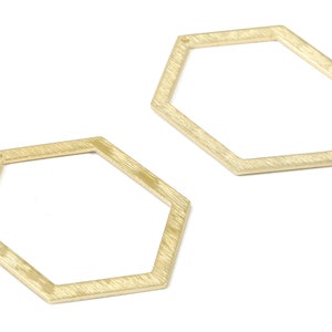 Brass Hexagon Charms - Raw Brass Textured Hexagon Earring and pendant - Earring Findings - Jewelry Supplies - 38.95x29.75x1.07mm - PP2958