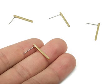 Brass Stick Earring Post – Surgical Stainless Steel Stud, Jewelry Making Supplies (20.1x1.5x1.4mm) PP4890