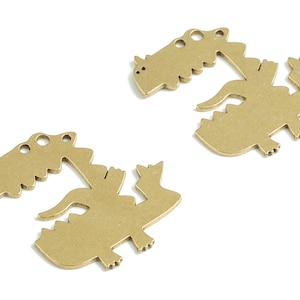 Brass Crocodile Earring Charms - Raw Brass Alligator Pendant - Earrings Finding - Jewelry Supplies - 24.33x22.53x0.84mm - PPM3118