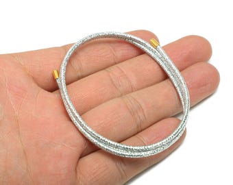 Pulsera magnética de cuerda de 52 cm - Joyería magnética de cuerda ajustable hecha a mano de latón - Collar magnético de cuerda plateado moderno unisex - HM1068H