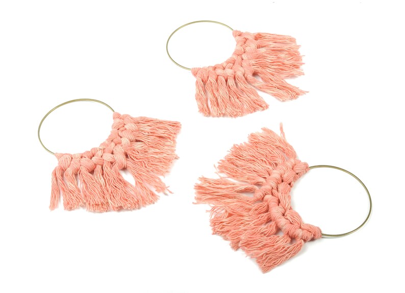 92x81x5.85mm Fringe Earrings Raw Brass Hoop TS1131-58 Tassel Earring Charms Handmade Cotton Macrame Earrings luxe Fan tassel