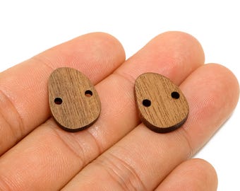 Teardrop Wooden Connector - Handmade Wooden Jewelry Supply - Lightweight Wood Accent - DIY Minimalist Wooden Part - 18.97x14.45x2mm - AC2759
