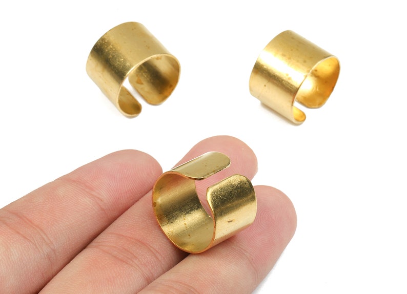 Brass Adjustable Ring Charms Raw Brass Wide Ring Tapered Etsy