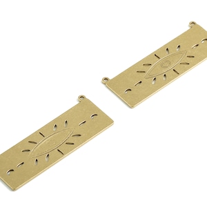Brass Rectangle Earring Connector - Raw Brass Eye Earrings Connector - Earrings Finding - Jewelry Supplies - 38.55x14.39x0.82mm - PPM2921