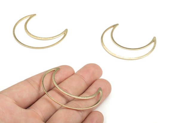 Brass Textured Crescent Earring Charms Raw Brass Moon Pendant