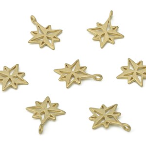 Brass Compass Earring Charms - Raw Brass Star Pendant - DIY Jewelry Making Supplies - 13.94x10.95x0.83mm - PP5276 image 3