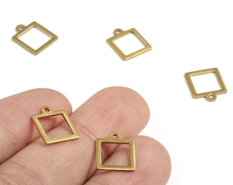 Connector Brass Hollow Square Earring  - Raw Brass Geometric Square  - Earring Findings - Jewelry Supplies - 12.18x10.02x0.84mm - PP3656