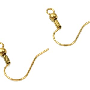 May include: Two gold-toned earring hooks with a spring clasp and a small ball at the top.