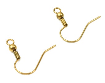 Brass Earring Hooks - Raw Brass Earring Wires - Earring Findings - Jewelry Supplies - 19.24x18.52x3.14mm - PP2832