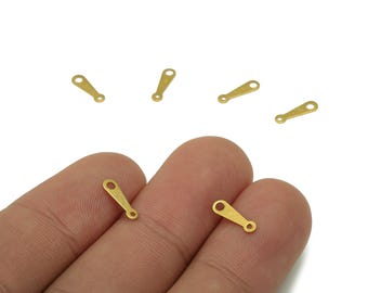 Brass Earring Connectors - Raw Brass Loops For Stud Earrings - Earring Connector - 2 Holes For Earring Studs - 10x3x0.4mm - PP8076