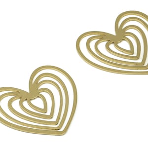 Raw Brass Heart Connector – Heart Pendant Charm - Heart Earring Charms – Jewelry Making Supplies - 29.79x27.01x0.72mm - PP4268