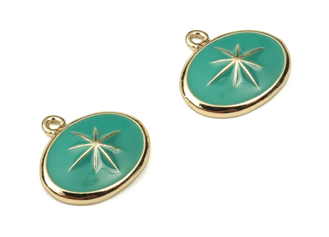 Brass Oval Earring Charms Gold Star Pendant 18K Real Gold Plated Brass Jewelry Making Supplies