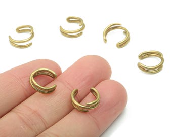 Raw Brass Minimal Edgy Ear Cuff - Brass Cuff Earrings - Cartilage Ear Cuff - No Piercing Ear Cuff - Jewelry Supplies -12.6x12.5x1.5mm-PP5183