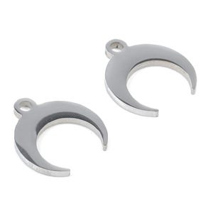 Stainless Steel Crescent Moon Charms - Moon Earrings and Pendant - Bracelet Pendant - Jewelry Supplies - 10.05x4.79x0.94mm - SS1071 image 2