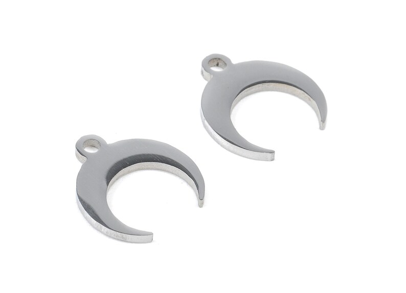 Stainless Steel Crescent Moon Charms - Moon Earrings and Pendant - Bracelet Pendant - Jewelry Supplies - 10.05x4.79x0.94mm - SS1071 image 2