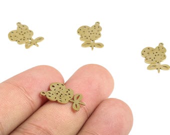 Messing Blumen Ohrring Charms - Rohmessing Blumen Anhänger - Ohrringe finden - Schmuckherstellung Zubehör - 17.85x11.23x0.57 mm - PP4020