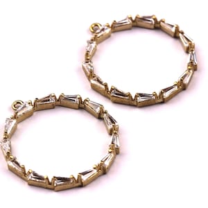 Circle Shaped Earring Charms - Raw Brass Earring - Zircon Earring Charms - Earring Findings - Jewelry Supplies - 22x3mm - PP1073
