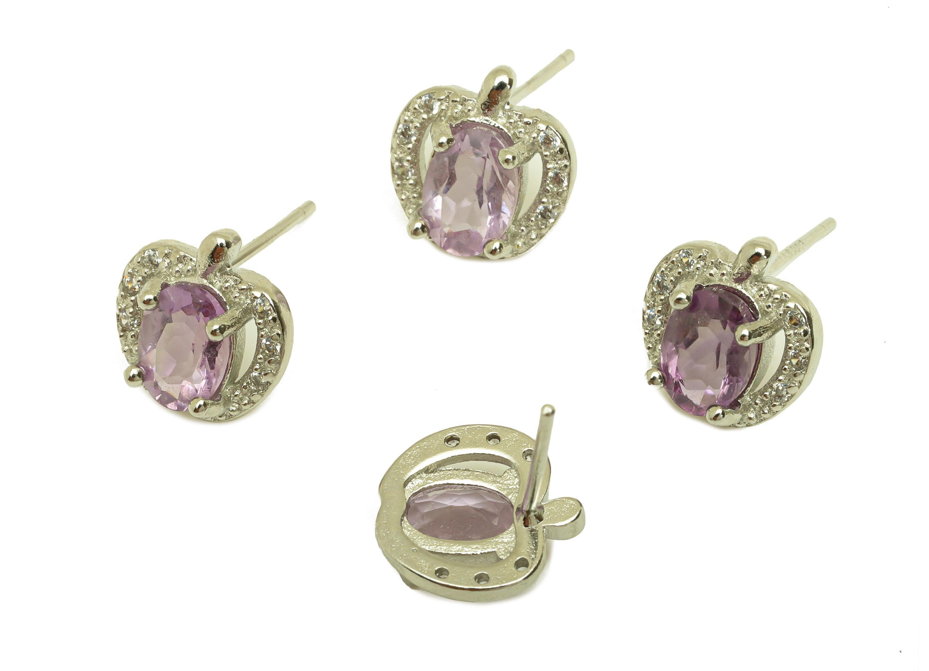 アクセサリー rippmonster Crystal silver ball pierce Brass Apple Earring Stud - Brass Cubic Zircon Earring Post