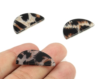 Connettori semicircolari in acetato - Ciondolo a mezza luna in acetato - Orecchini in acetato - 2 fori - Codice colore: A266 - 29,54x14,96x2,64 mm - AC1061-A266