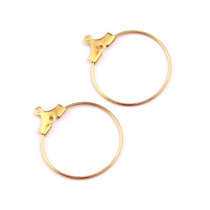 Brass Circle Wire-Brass Metal Accessories Circle Ear Wire - Earring Findings - Jewelry Supplies - 25x22mm - PP1088 image 2