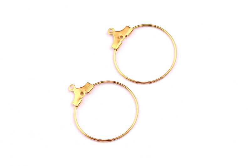 Brass Circle Wire-Brass Metal Accessories Circle Ear Wire - Earring Findings - Jewelry Supplies - 25x22mm - PP1088 image 2