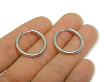 2.5*18 Steel Hoop Earring - Hoop Huggie Wire Earring - Chunky Steel Hoop - Everyday Steel Hoop - Modern Bold Hoop Earring - 22x22x2mm-SS2833