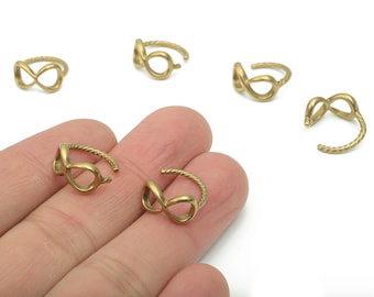 Raw Brass Infinity Eyes Ear Cuff - Brass Cuff Earrings - Cartilage EarCuff - No Piercing EarCuff - Jewelry Supplies - 14x13.7x1.9mm - PP5184