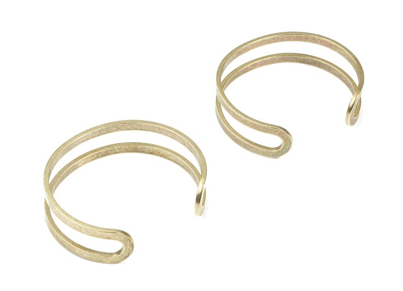 Pulseira de latão martelado - Pulseira de latão bruto - Bracelete de arame de latão - Suprimentos para bijuteria - 61,95 x 16,09 x 2,06 mm - PP3490 imagem 3